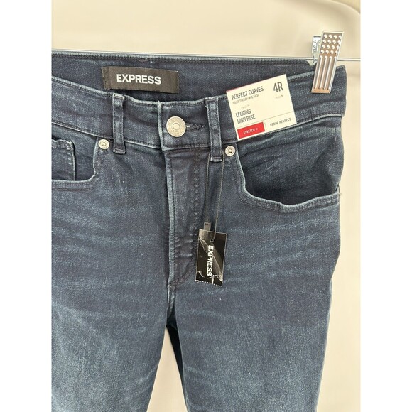 Express Perfect Curves Legging jeans High-rise Size 4R Blue Stretch - Picture 2 of 3